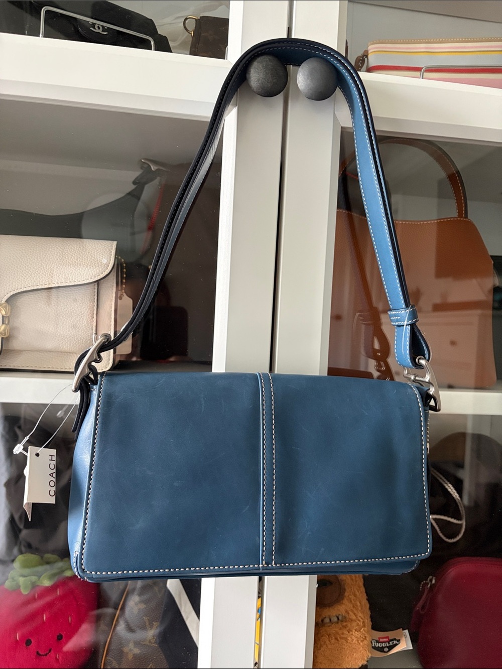 NWT Y2K Coach Demi Flap Bag Blue Burnished Leather No. 9848 **Call Out**